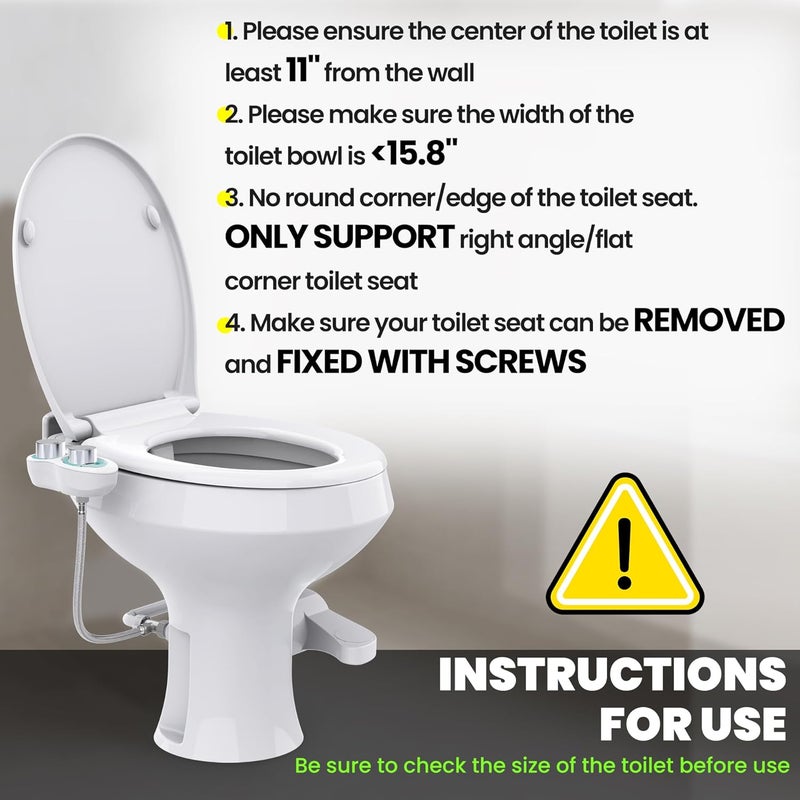 Terapaton RV Bidet for Camper Toilet, Non-Electric Toilet Sprayer Attachment with Dual Nozzles, Adjustable Pressure, Front/Rear/Self Cleaning, Upgrade for Trailer, Motorhome, RV Bathroom (Chrome Knob) - Image 4